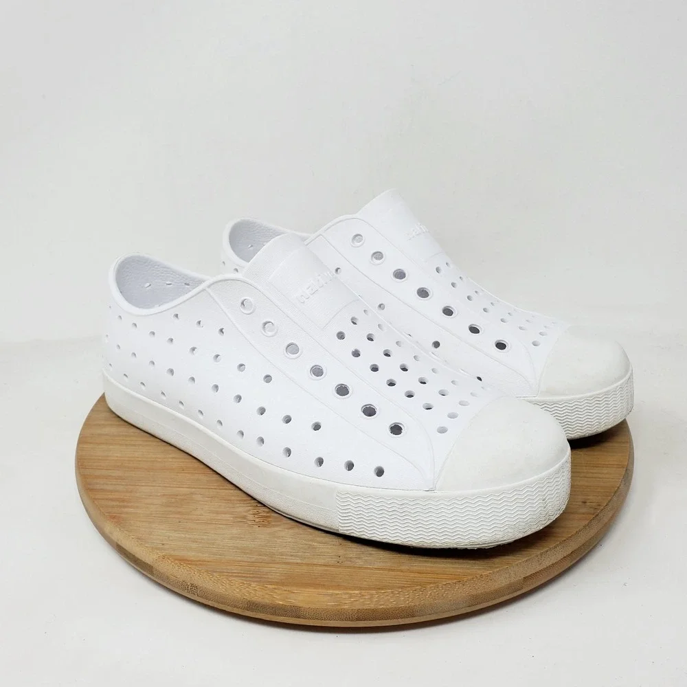 Native Jefferson Shoes Big Kids 3 Girls Boys White Slip On Sandal Play School J3